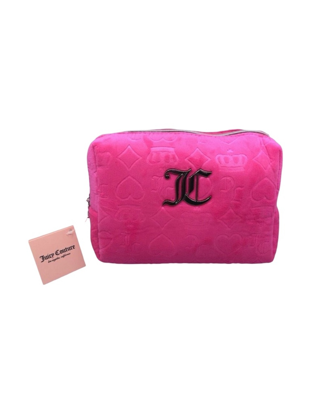 Juicy Couture Hot Pink Velour Cosmetics Bag - 9”W x 7”H x 5”D